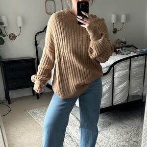 Cozy Tan Ribbed Sweater- aerie nwt